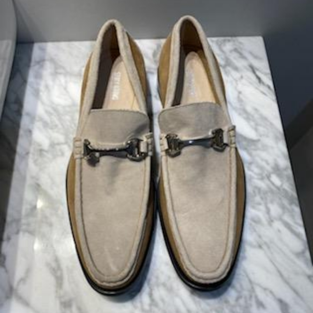 Stacy Adams Beige Suede Bit Loafers